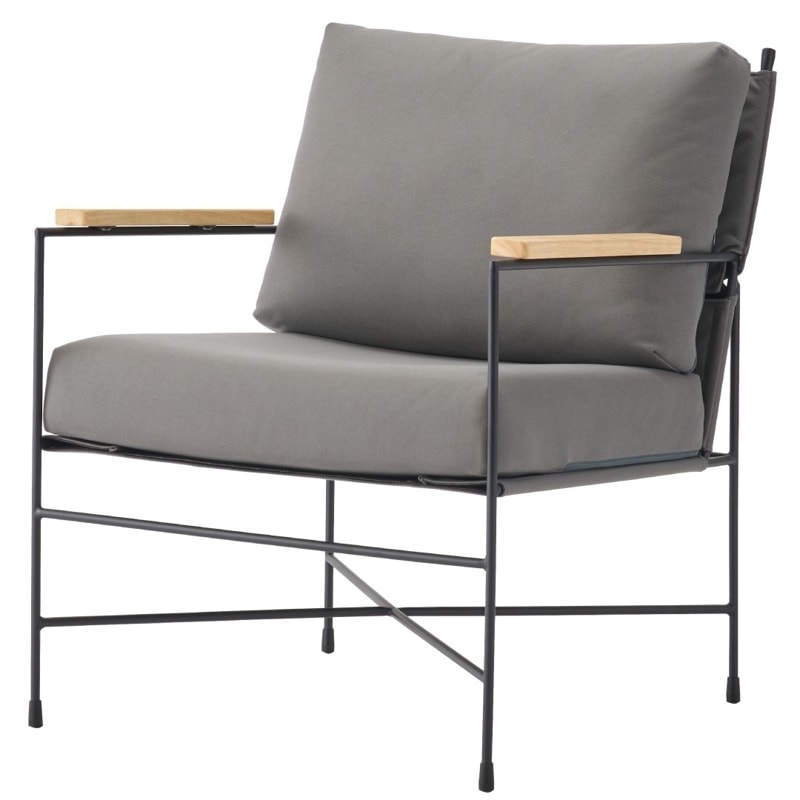 ラウンジチェア　form　F1-101　アニスチェア　スチール・ファブリックシート/天然木アーム