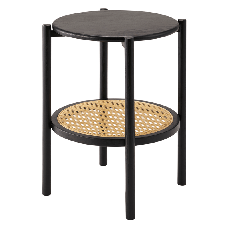 サイドテーブル　form　F3-104　チャービルサイドテーブル オーク材・人工ラタン/ナチュラル色・ブラック色