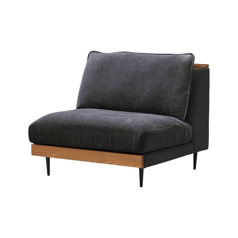 1人掛けソファ　アリシア　アイボリー・ダークグレー・グリーンファブリック　背もたれ宮付き　ロボット掃除機可