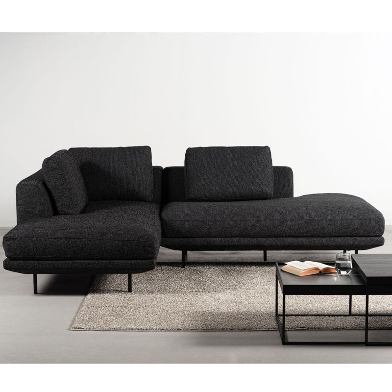 カウチソファ　form　F1-127/F1-128　ドレイクソファ　ライトグレー・ダークグレーファブリック　幅242cm