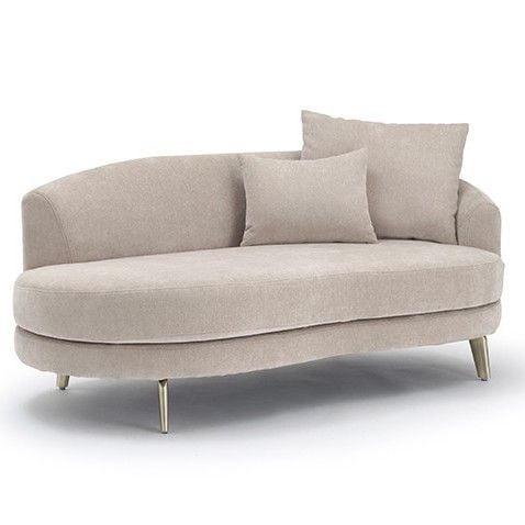 2Pカウチソファ(向かって右肘)　LAR　撥水加工生地(テフロン加工)　ラウンドソファ　クッション2個付属