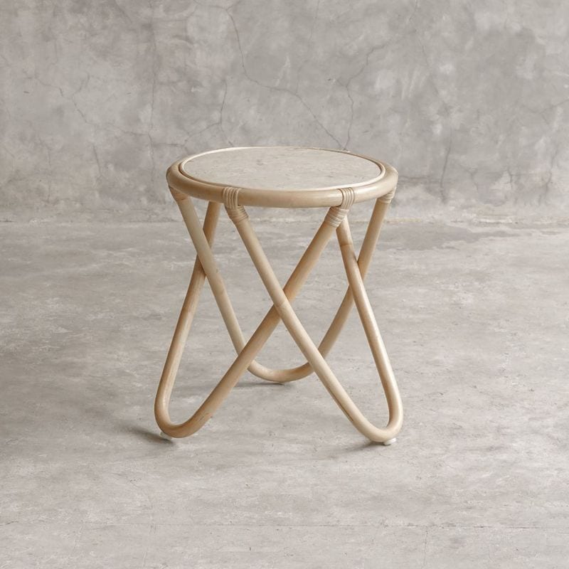Side Table Belize(ベリーズ) 　直径40cm　大理石/ラタン　ジャパンディ