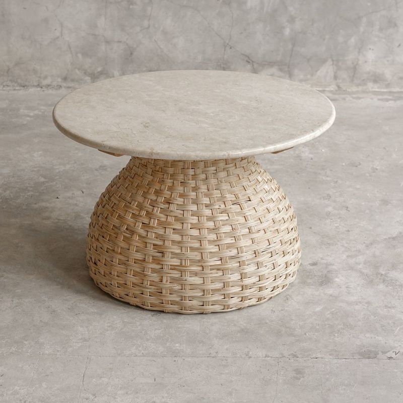 Coffee Table Poppy（ポピー） 直径70cm　大理石天板/ラタン　ジャパンディ