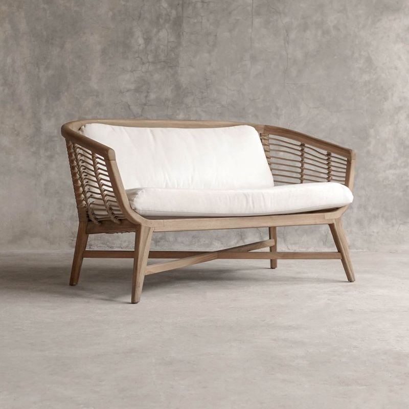 【ELEMENTS CONCEPT】Sofa Tonga（トンガ） チークウッド/人工ラタン/ファブリック　ジャパンディ