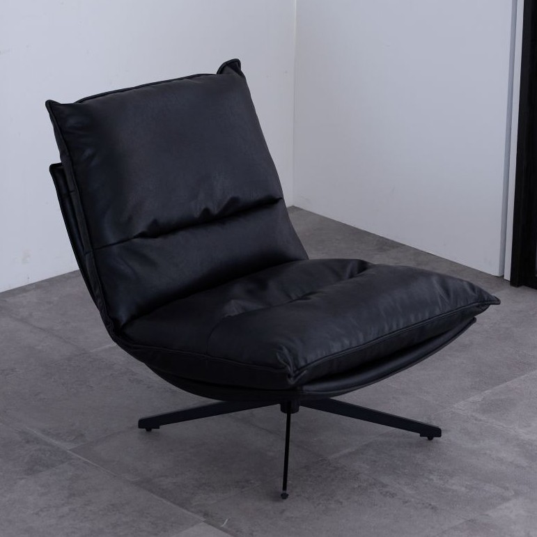 パーソナルチェア　オデッサ　ブラック(ファブリックレザー)　回転チェア　リビングチェア　ブラックスチール脚