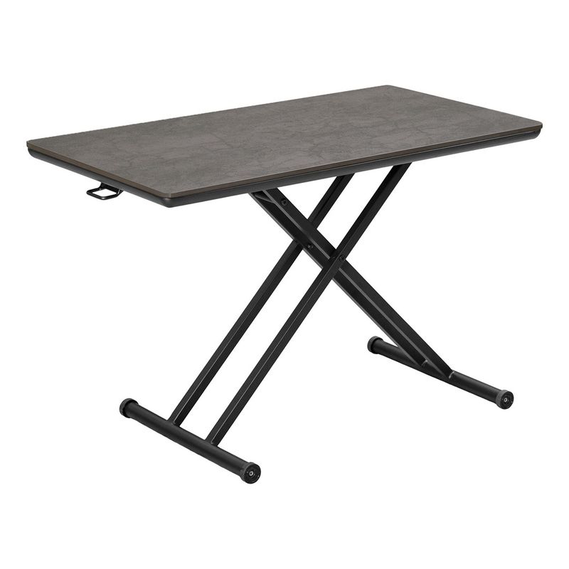 【セラミック天板】リフトテーブル　グラナダ2　サンドグレイ/シャインホワイト　幅110cm　高さ38～73cm　スチール脚