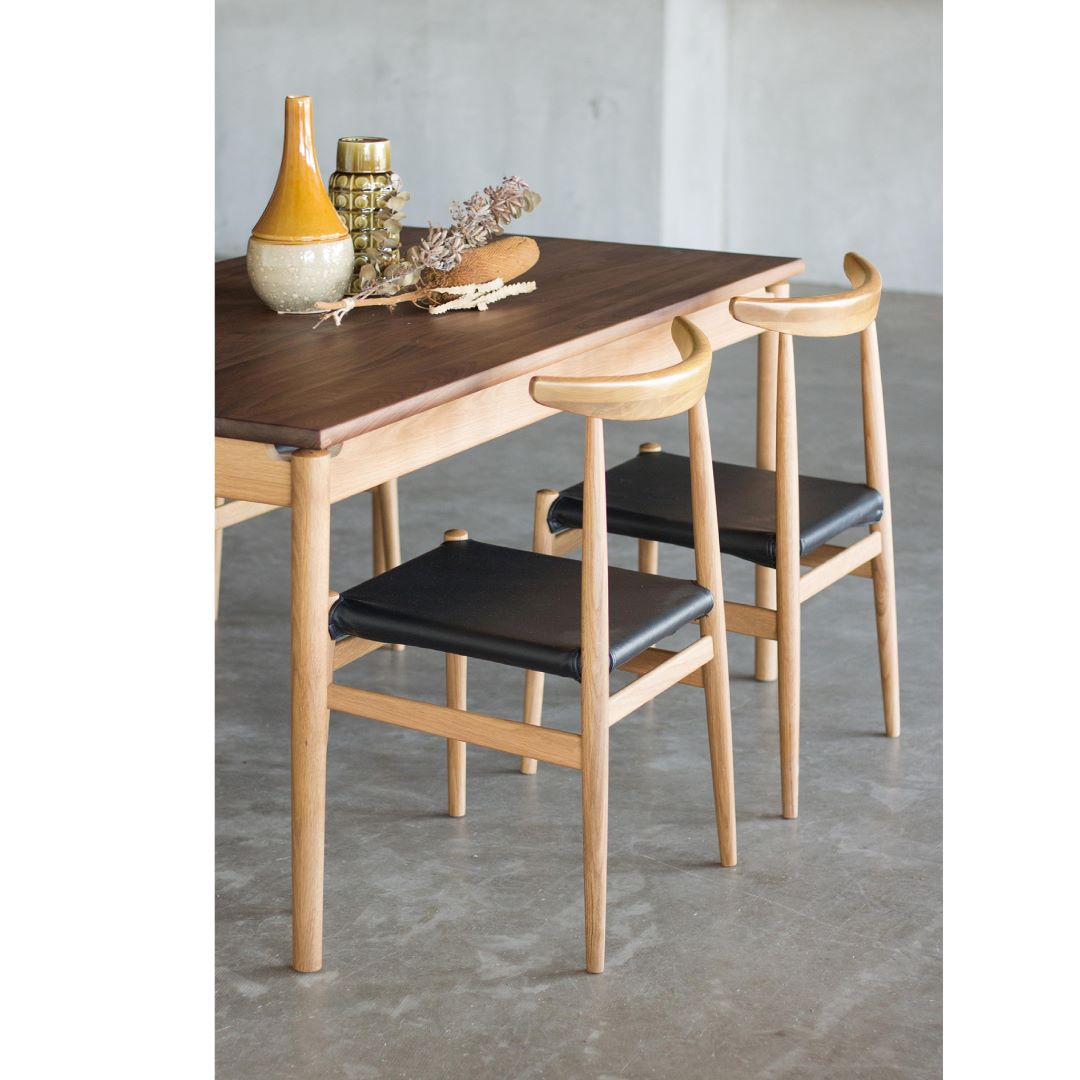 ダイニングチェア LYS(リス) オークナチュラル PVCブラックカバー