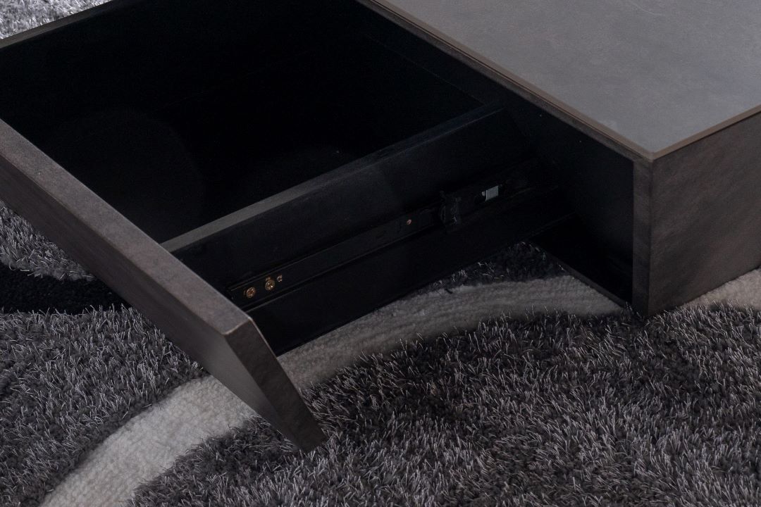 黒の引き出し付きテーブル セラミック天板】リビングテーブル スプラ 引出し収納付き | テーブル