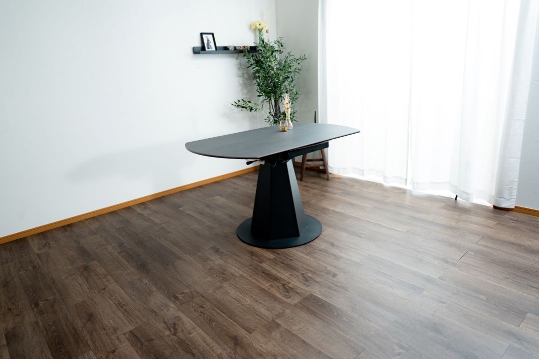 セラミック天板】変形ダイニングテーブル レバンテ 長方形型⇒正円 幅