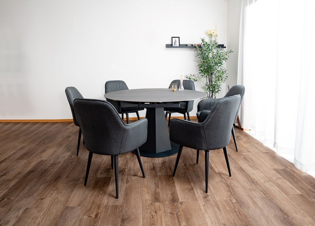 セラミック天板】変形ダイニングテーブル レバンテ 長方形型⇒正円 幅