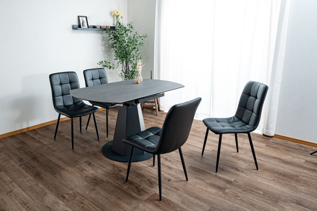 セラミック天板】変形ダイニングテーブル レバンテ 長方形型⇒正円 幅