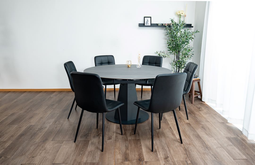 セラミック天板】変形ダイニングテーブル レバンテ 長方形型⇒正円 幅