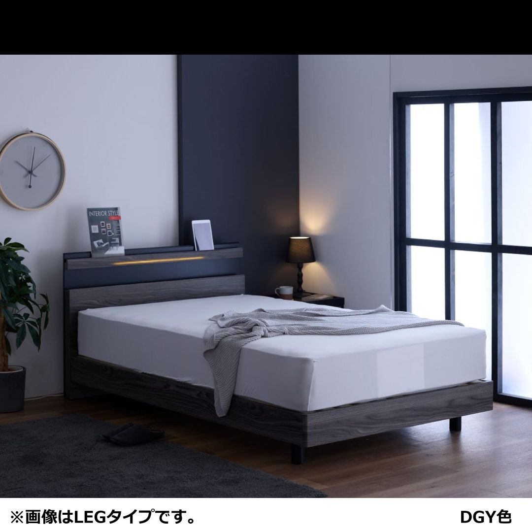 ベッドフレーム ノーチェ シングルサイズ LED照明付き BOXタイプ GG色