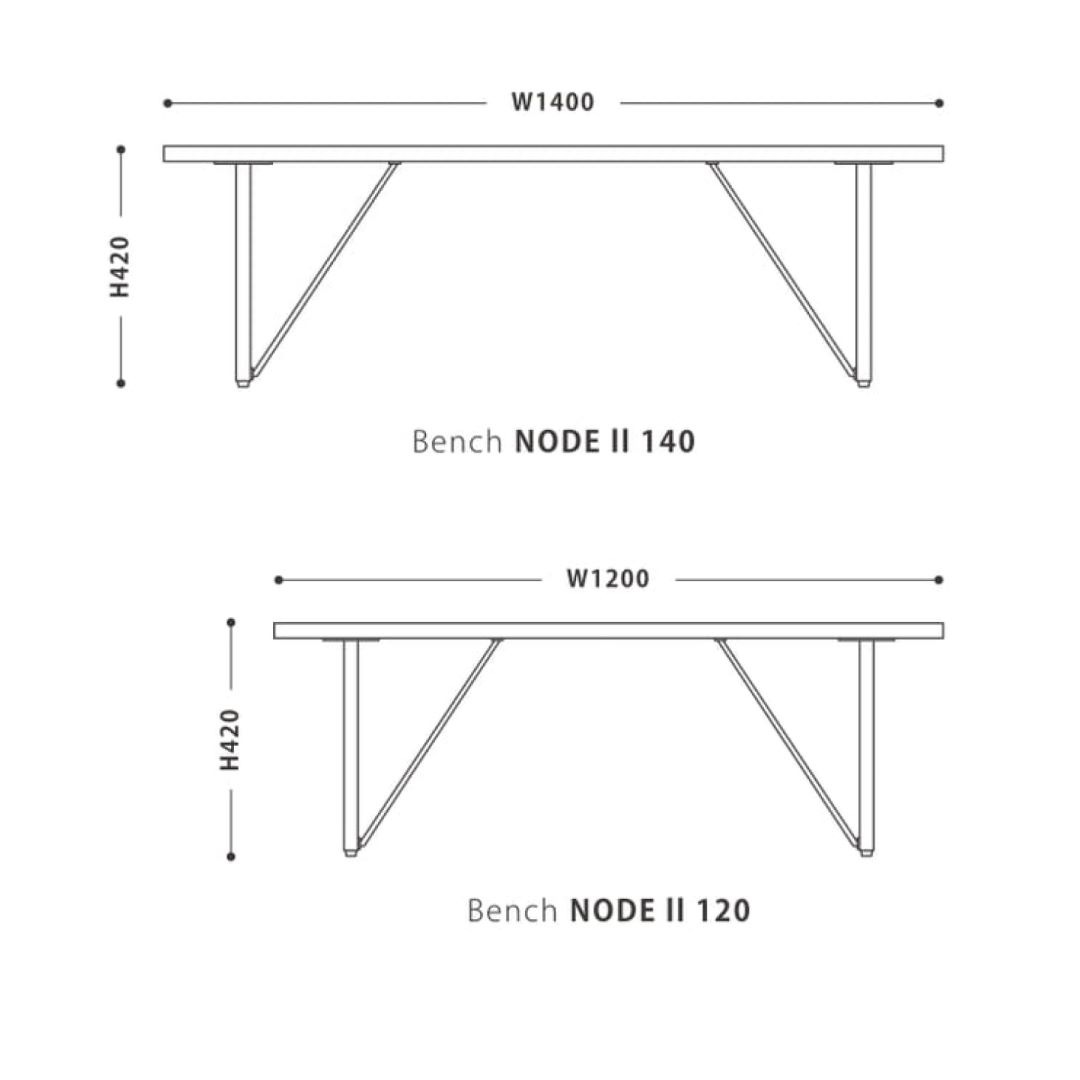 ベンチ NODEⅡ(ノードⅡ) オーク・ウォールナット スチール脚