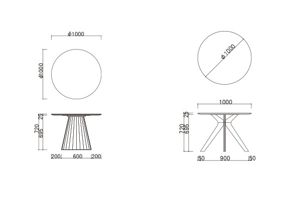 円形ダイニングテーブル　MAR_EA　直径100・110・120cm　メラミン天板/ブラック塗装タイプ