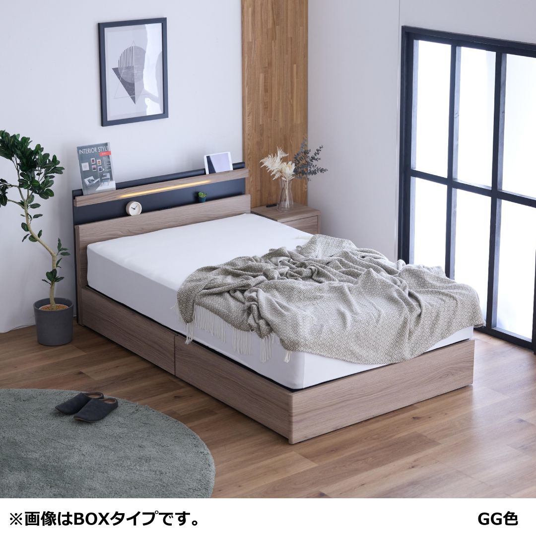 ベッドフレーム ノーチェ シングルサイズ LEGタイプ LED照明付き GG色