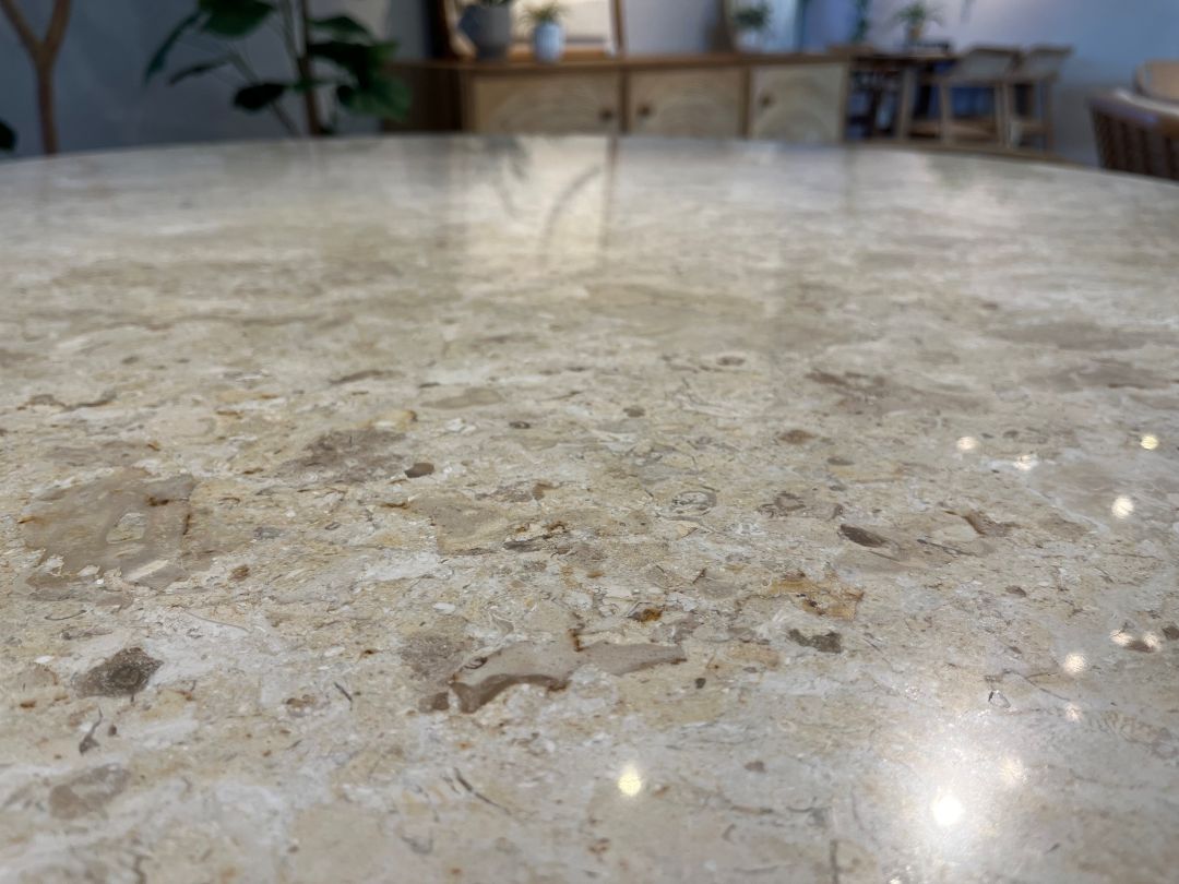 【ELEMENTS CONCEPT】Dining Table　Xavier（ザビエル）　直径120cm　大理石/チークウッド　ジャパンディ