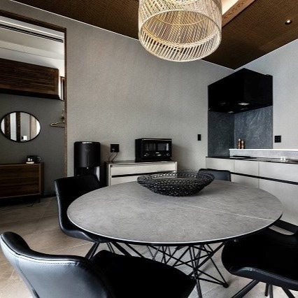 【songdreamオフィシャルショップ】【スチールグレー セラミック天板】CARLO(カルロ）円形ダイニングテーブル