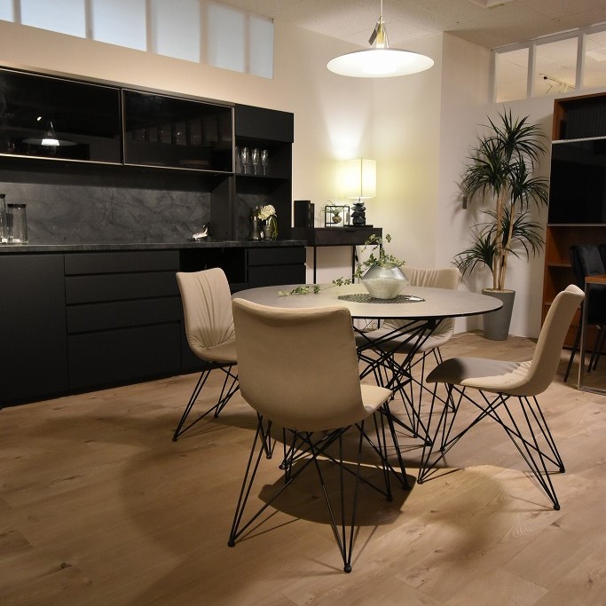 【songdreamオフィシャルショップ】【スチールグレー セラミック天板】CARLO(カルロ）円形ダイニングテーブル