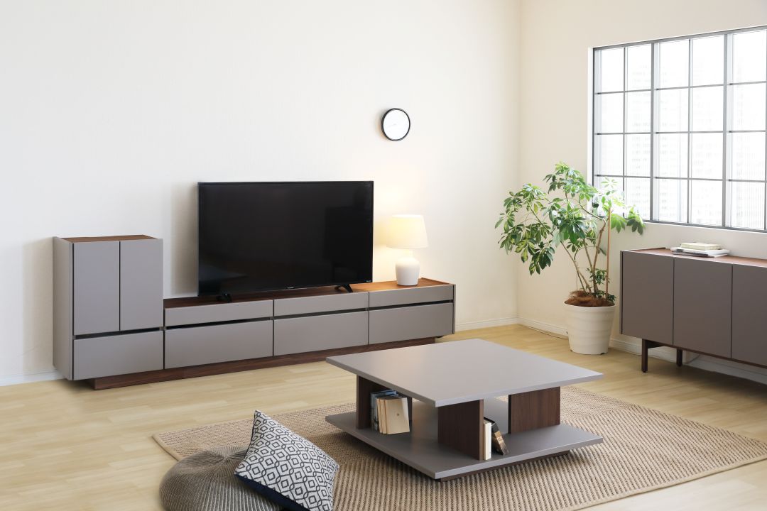 TVボード　NUVO　幅150・180・210cm　TOPE色/BE色
