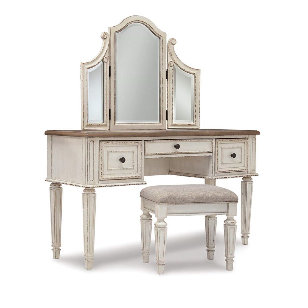 【ASHLEYオフィシャルショップ】Realyn Vanity and Mirror with Stool [sizeW137 D46