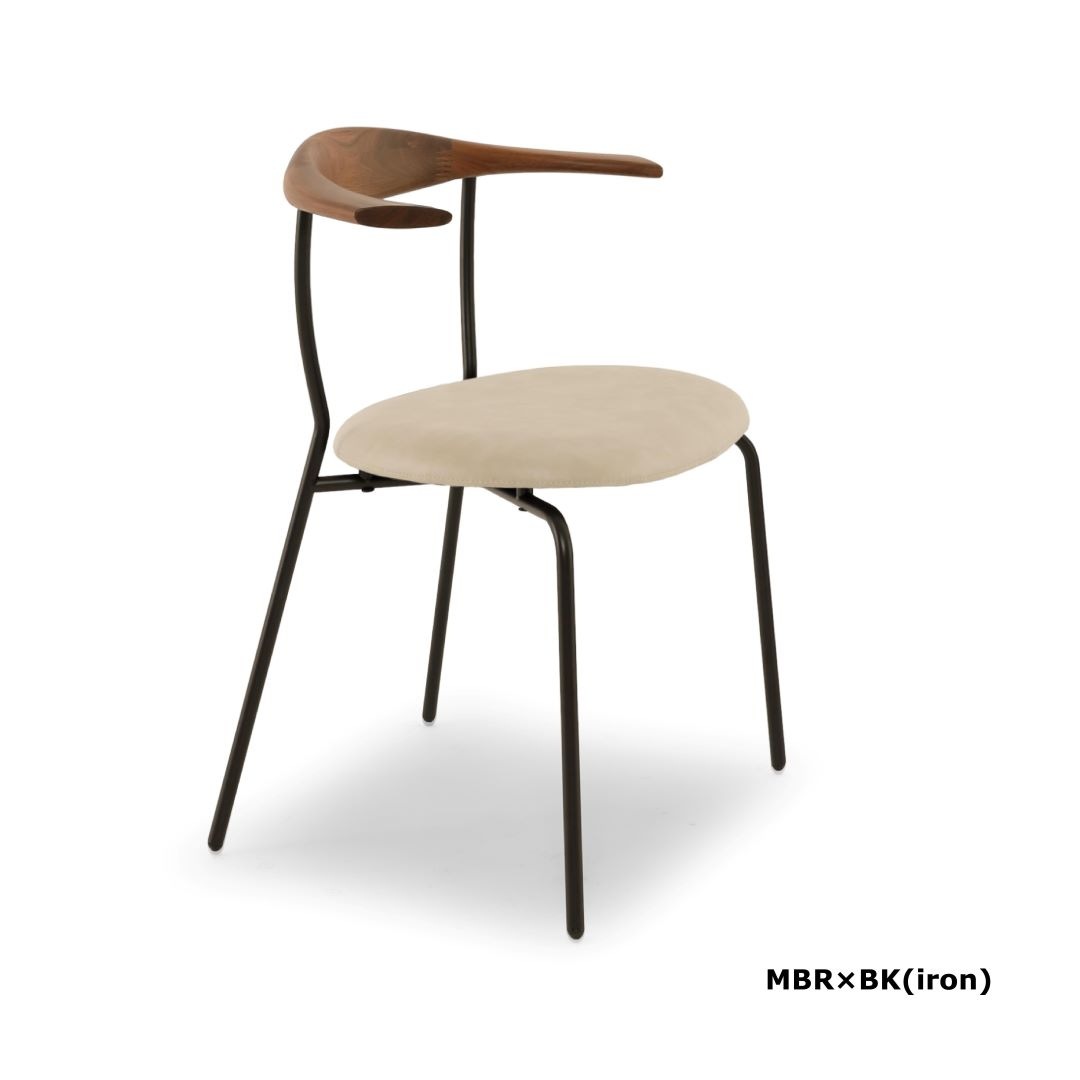 ダイニングチェア LiLi（リリ）  アームチェア 一人用 アイアン/ステンレス脚 合皮 ウォールナット オーク 