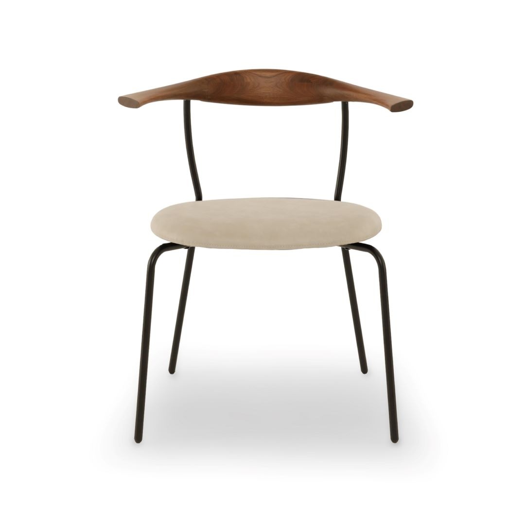 ダイニングチェア LiLi（リリ）  アームチェア 一人用 アイアン/ステンレス脚 合皮 ウォールナット オーク 