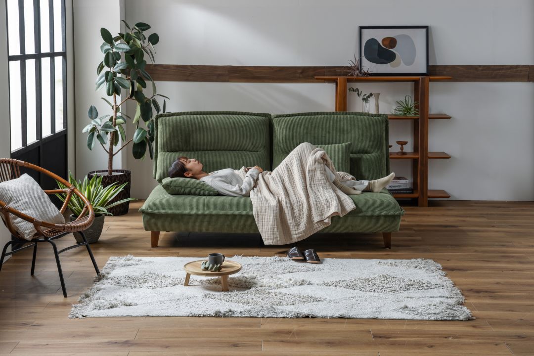 3人掛けソファ グランパ ベージュ・ブラウン・グリーンファブリック