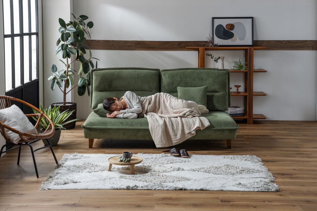 3人掛けソファ グランパ ベージュ・ブラウン・グリーンファブリック