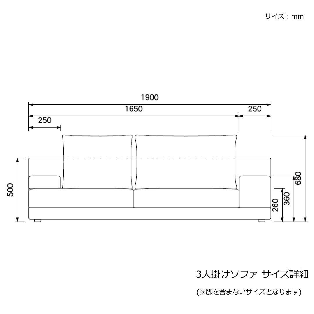 3人掛けソファ　MAS　撥水ァブリック　幅190cmタイプ テフロン加工