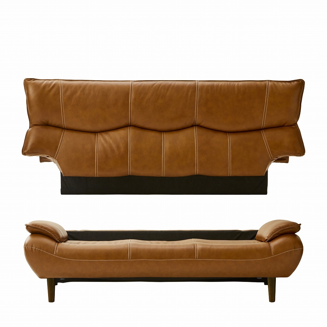 3人掛けソファ マリアン 本革(一部合皮) 背もたれ取り外し式 背もたれ