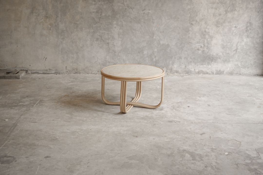 【ELEMENTS CONCEPT】Coffee Table Cali（カリ） 大理石/ラタン　ジャパンディ
