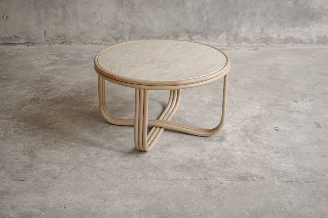 【ELEMENTS CONCEPT】Coffee Table Cali（カリ） 大理石/ラタン　ジャパンディ