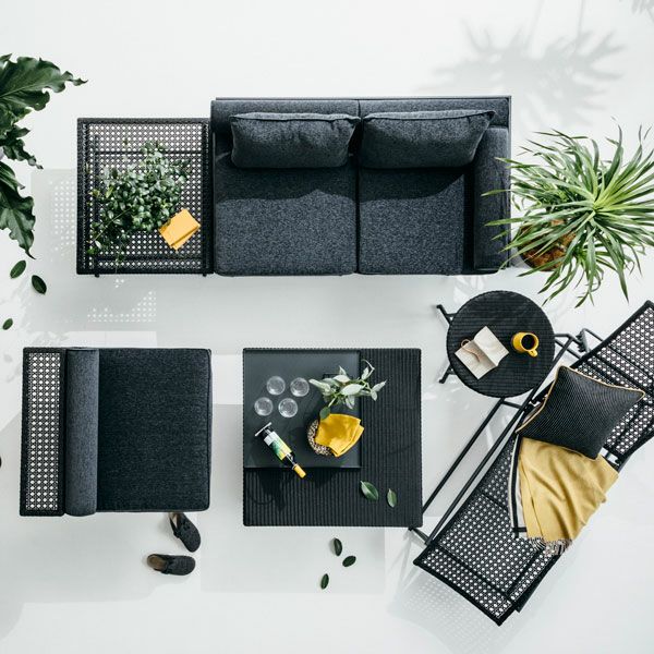 アウトドアソファ DOUBLE WITH SIDE TABLE ブラック | ガーデン
