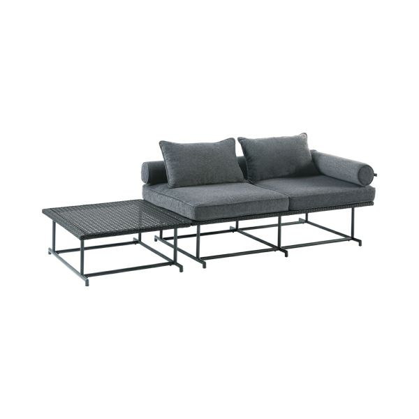 アウトドアソファ DOUBLE WITH SIDE TABLE ブラック | ガーデン