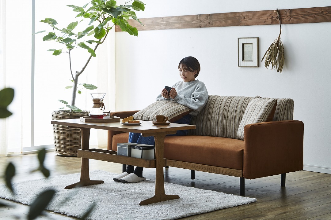 2.5人掛けソファ ラモーン ストライプ柄/チェック柄 ヌバック風