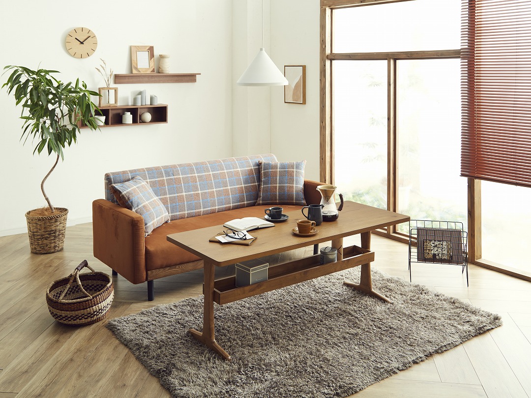 2.5人掛けソファ ラモーン ストライプ柄/チェック柄 ヌバック風