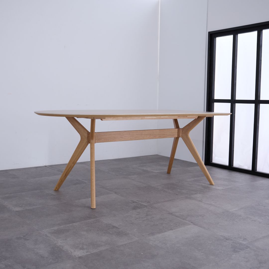 セラミック天板】ロケット型ダイニングテーブル シールド オーク無垢脚