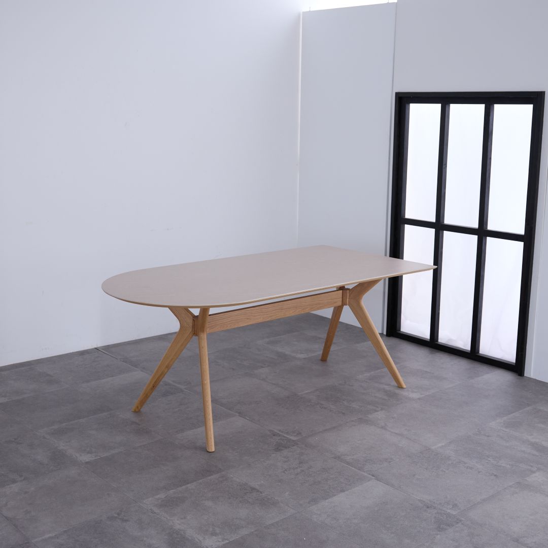 セラミック天板】ロケット型ダイニングテーブル シールド オーク無垢脚