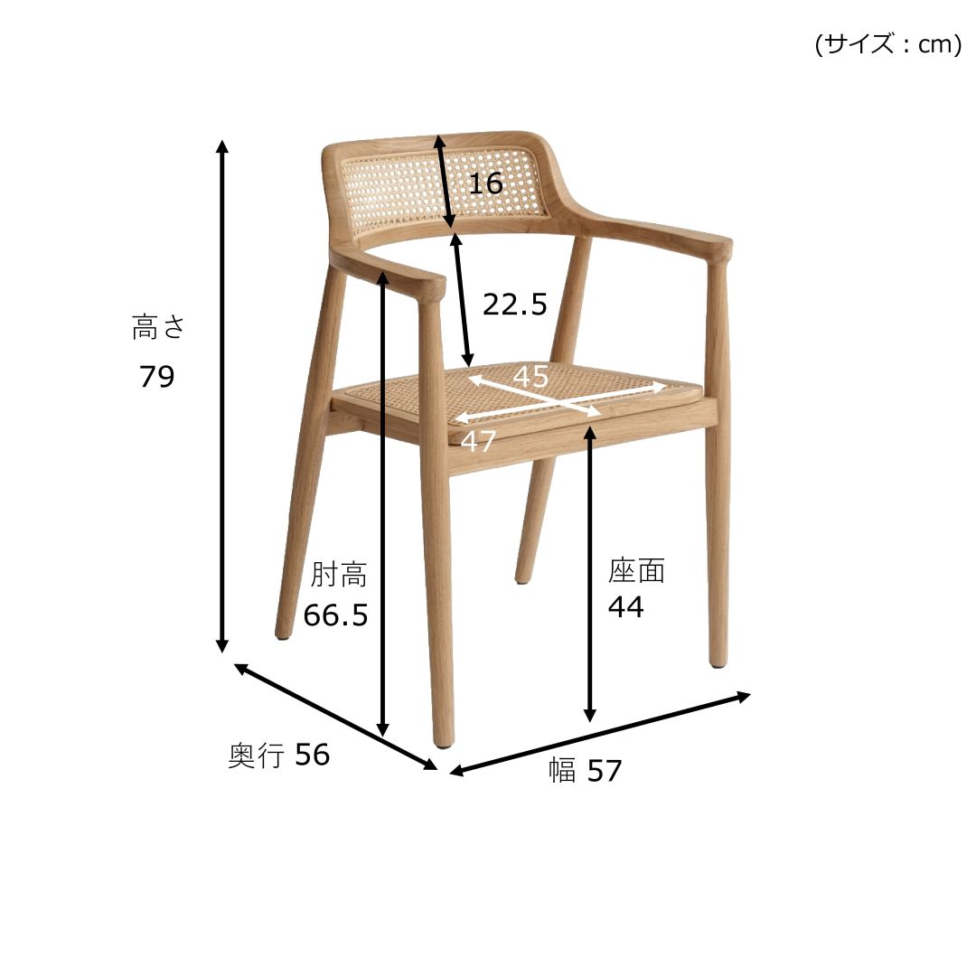 【ELEMENTS CONCEPT】Chair Manhattan（マンハッタン）  チークウッド/ラタン　ジャパンディ