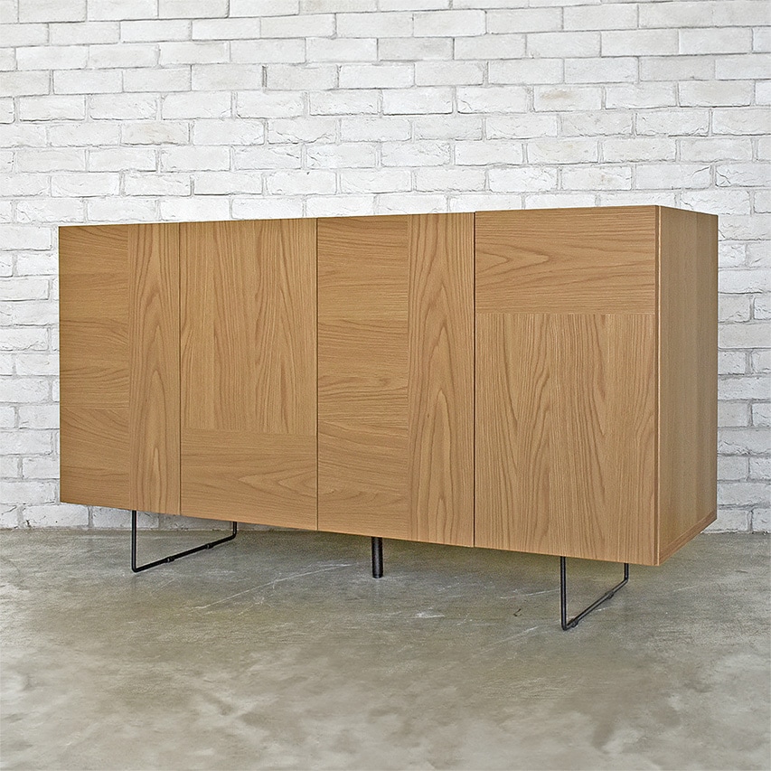 サイドボード RT150 ウォールナット突板/オーク突板 スチール脚 | 収納