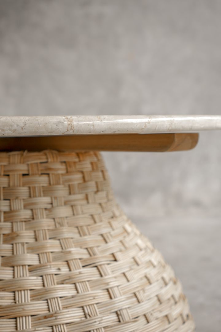 【ELEMENTS CONCEPT】Coffee Table Poppy（ポピー） 直径70cm　大理石天板/ラタン　ジャパンディ