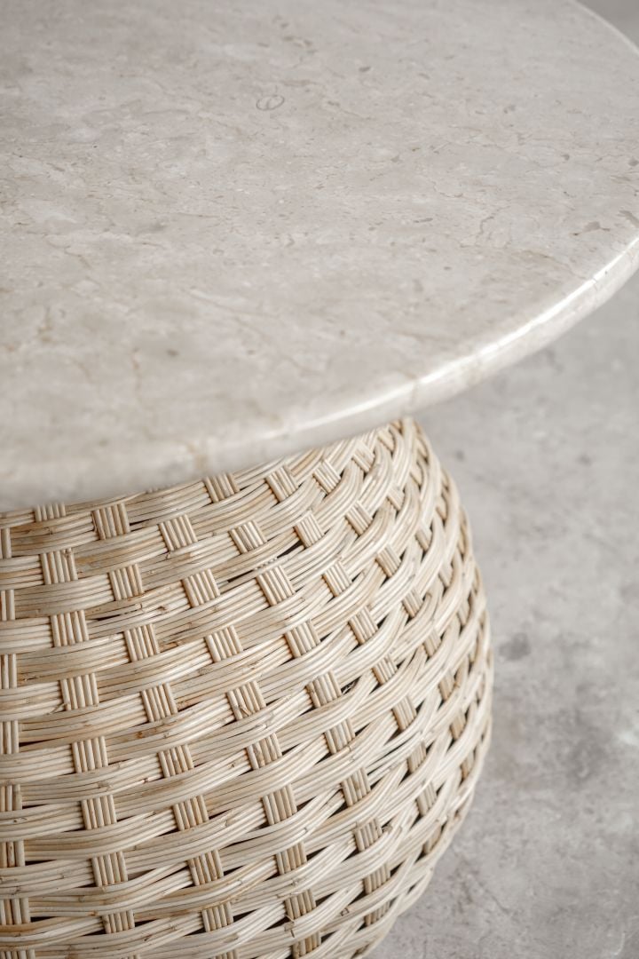 【ELEMENTS CONCEPT】Coffee Table Poppy（ポピー） 直径70cm　大理石天板/ラタン　ジャパンディ