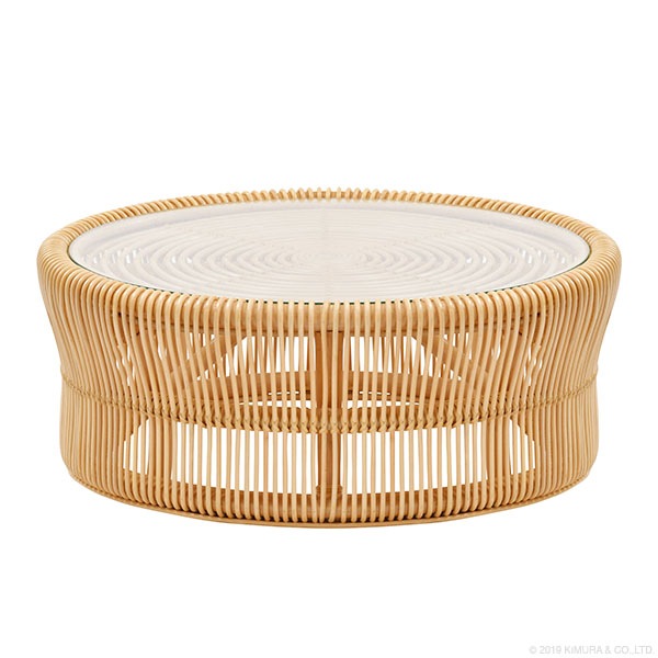 ラタン ローテーブル T280ND ガラス天板/ラタンフレーム