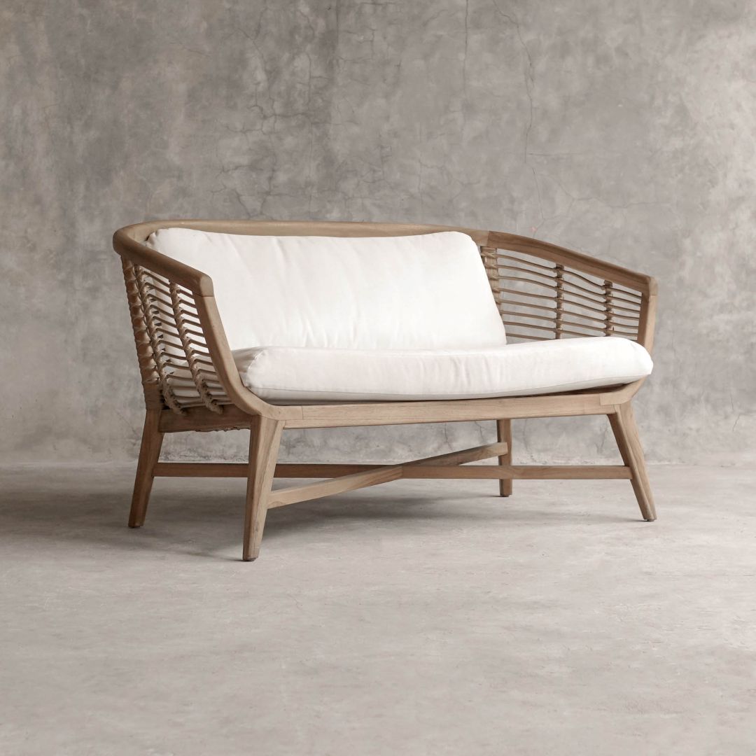 【ELEMENTS CONCEPT】Sofa Tonga（トンガ） チークウッド/人工ラタン/ファブリック　ジャパンディ