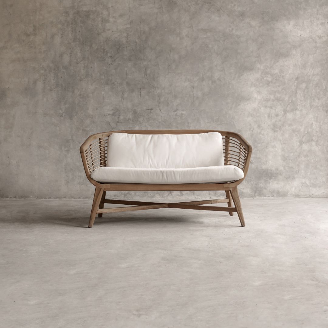 【ELEMENTS CONCEPT】Sofa Tonga（トンガ） チークウッド/人工ラタン/ファブリック　ジャパンディ