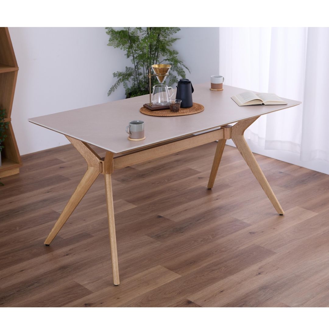 セラミック天板】ダイニングテーブル シールド オーク無垢脚 幅150cm