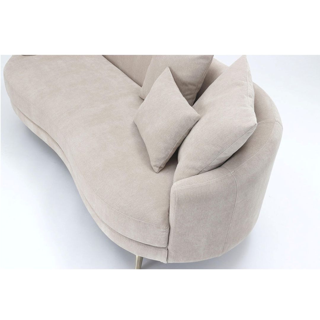 3Pソファ　LAR　撥水加工生地(テフロン加工)　ラウンドソファ　クッション3個付属