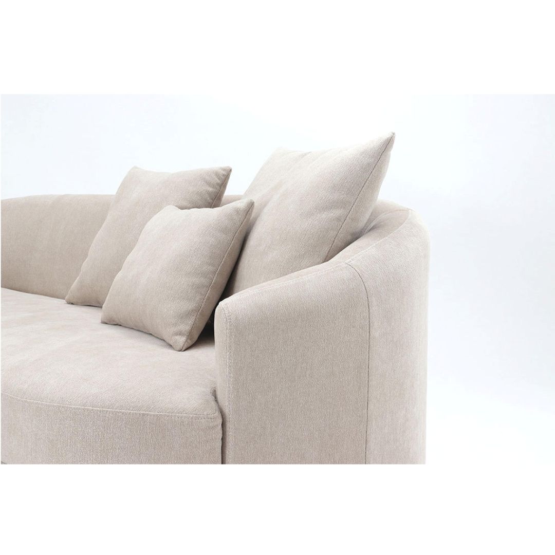 3Pソファ　LAR　撥水加工生地(テフロン加工)　ラウンドソファ　クッション3個付属