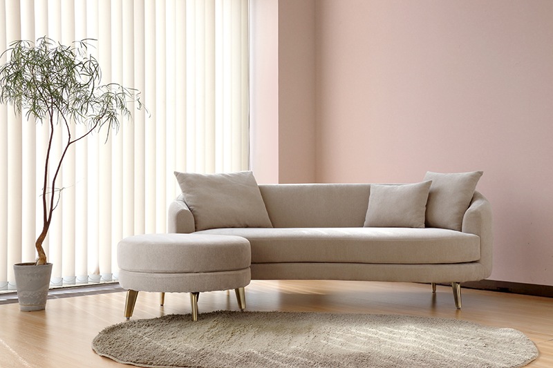 3Pソファ　LAR　撥水加工生地(テフロン加工)　ラウンドソファ　クッション3個付属